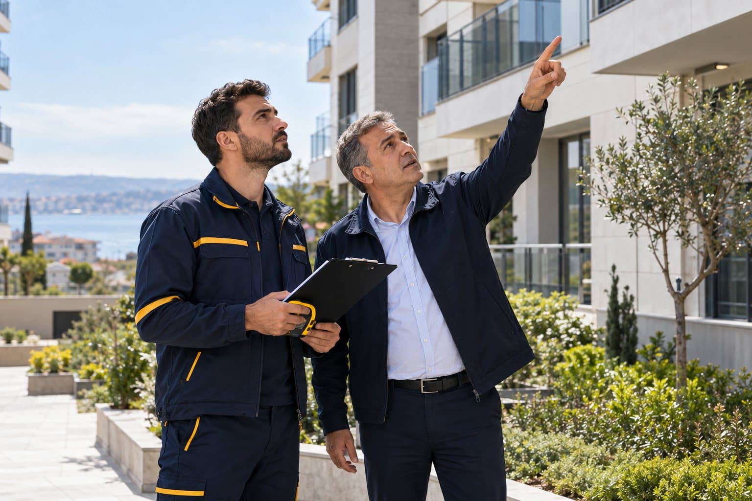 Türksoy proje yöneticisi saha keşfinde not alırken
