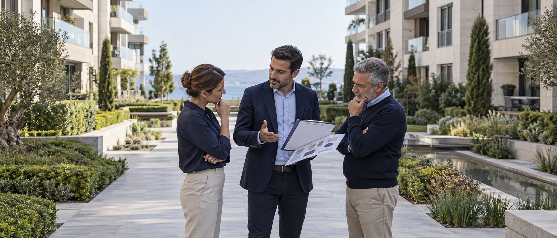 Türksoy proje yöneticisi bir sitede yönetim kurulu ile çalışma planını incelerken